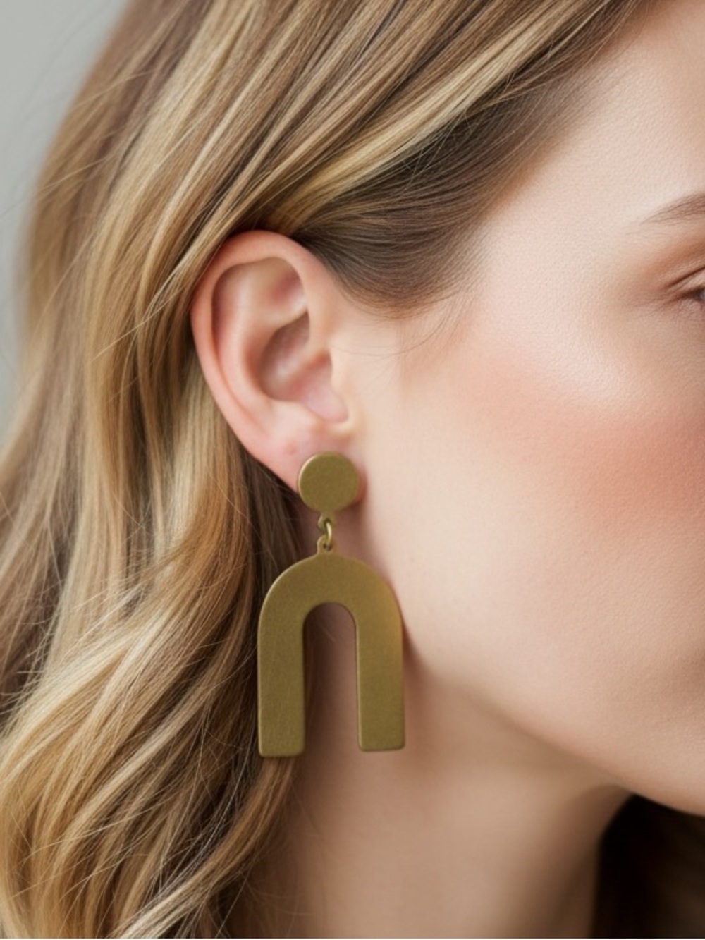 Modern Gold Arch Drop Stud Earrings - Women Jewelry